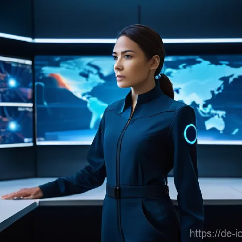 IoT 보안 프레임워크의 지속적인 개선 방법 - **Prompt:** A sophisticated female cybersecurity analyst, dressed in a sleek, modern, professional d...