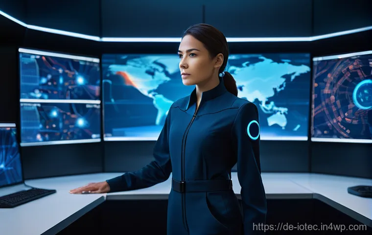 IoT 보안 프레임워크의 지속적인 개선 방법 - **Prompt:** A sophisticated female cybersecurity analyst, dressed in a sleek, modern, professional d...