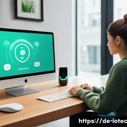 Home 33 IoT 보안 프레임워크와 IoT 기기 관리 - **Prompt:** "A vigilant person (male or female, dressed casually in comfortable clothes like jeans a...