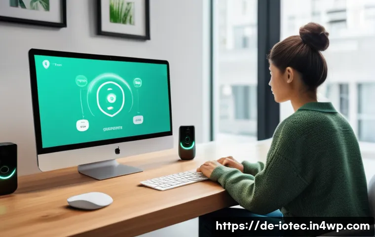 IoT 보안 프레임워크와 IoT 기기 관리 - **Prompt:** "A vigilant person (male or female, dressed casually in comfortable clothes like jeans a...