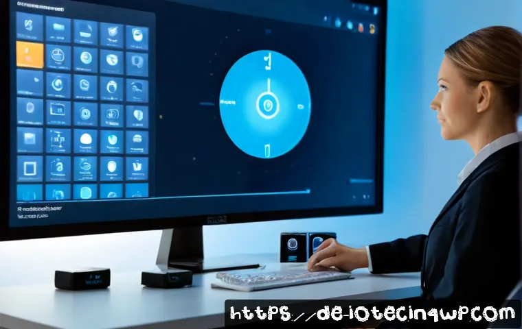 Home 17 IoT 보안 프레임워크와 고객 데이터 관리 - Photorealistic modern German business office, a cybersecurity specialist reviewing a smart home secu...